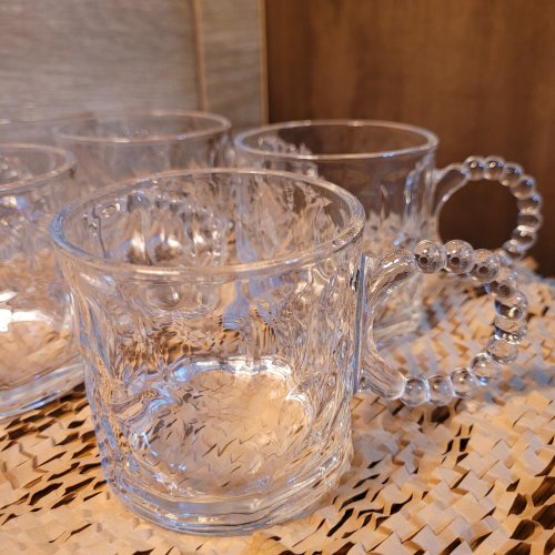 KIT CANECA DE VIDRO ALÇA PEROLAS  6 UN  250 ML